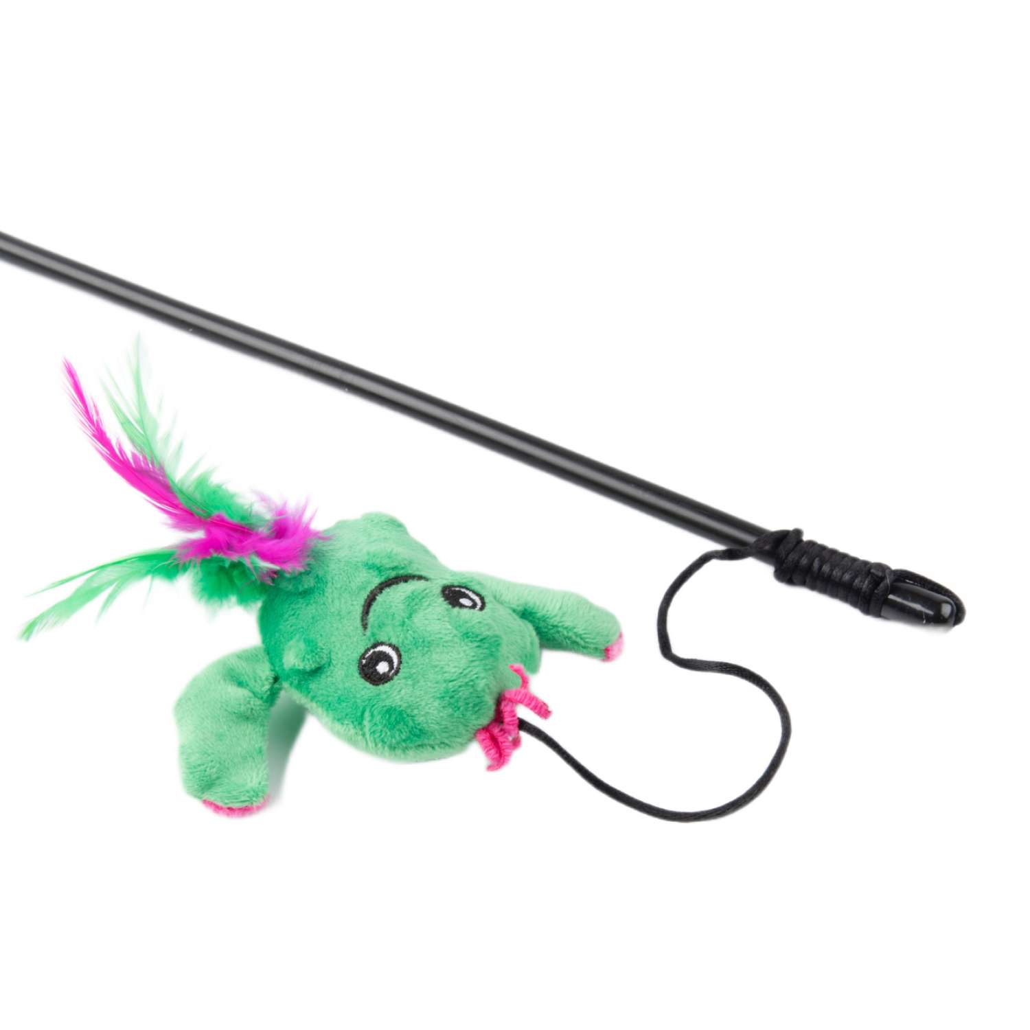 Mr.Kranch Игрушка-дразнилка для кошек Кактус плюшевая, с кошачьей мятой и перышками 17 см зеленая