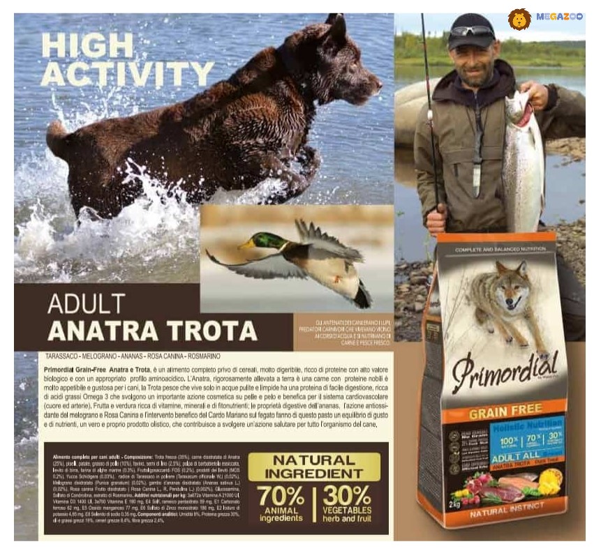 Еда для собак Primordial Dog Adult (форель, утка)