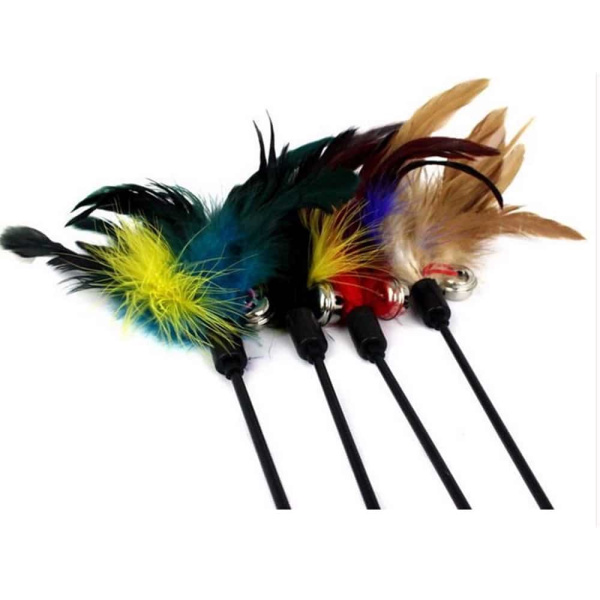 Дразнилка с перьями и колокольчиком 70 см