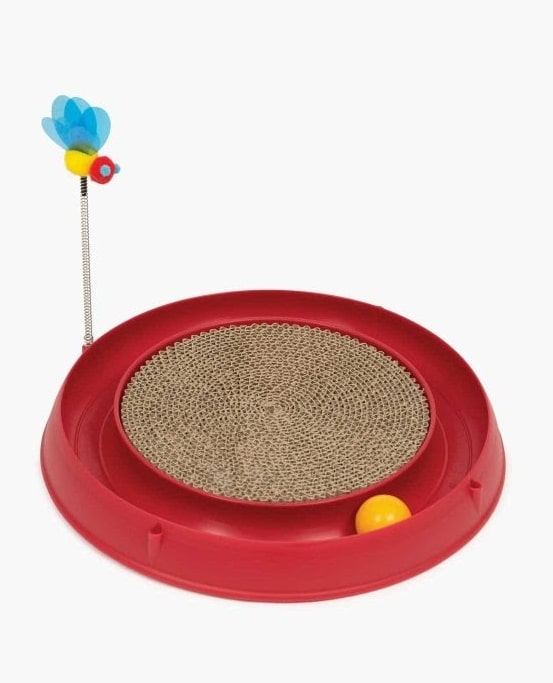 Круглая когтеточка с мячиком и игрушкой-пчелкой красная Catit (H430002)