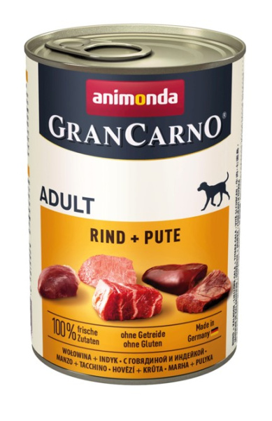 Пресервы для собак Консервы для собак Animonda Gran Carno Fleisch Adult (говядина, индейка)