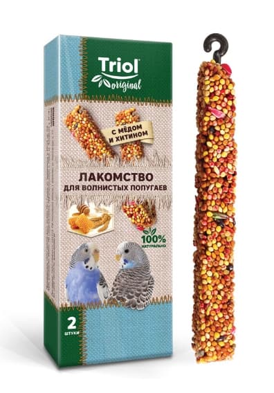 Лакомство для волнистых попугаев с медом и хитином Triol Original уп. 2 шт (50161013)