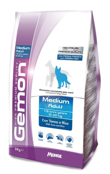 Каталог Сухой корм для собак Gemon Dog Medium Adult (тунец, рис) для собак