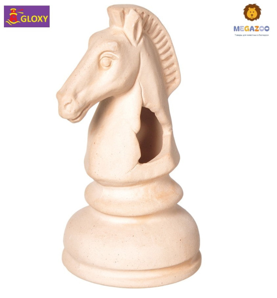 GLOXY Шахматная фигура Конь белый аквариумная декорация