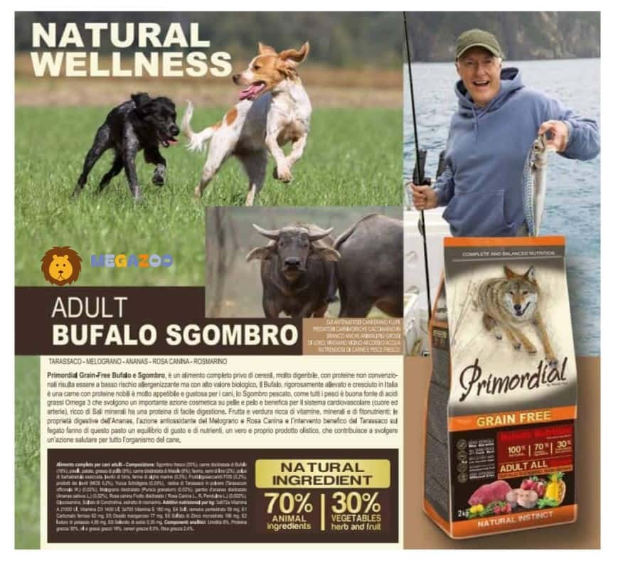 Еда для собак Primordial Dog Adult (буйвол, скумбрия)