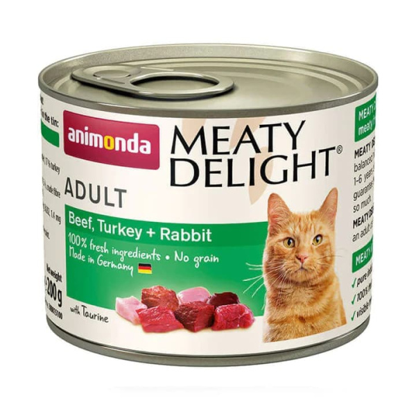 Питание для кошек Консервы для кошек Animonda Adult Cat Meaty Delight Tin Beef Turkey & Rabbit (индейка, кролик)