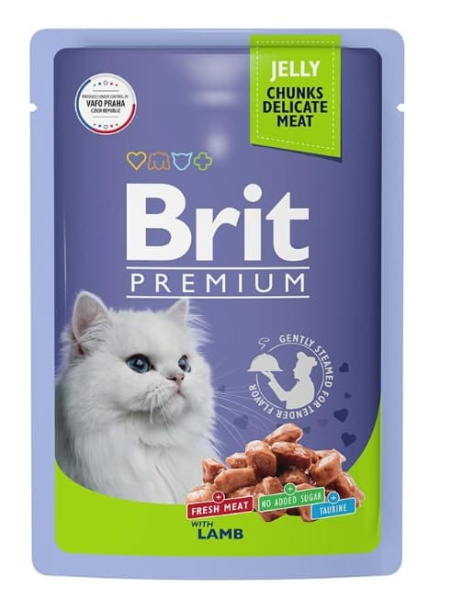 Влажный рацион для кошек Brit Premium Cat (Ягненок в желе) 85 г