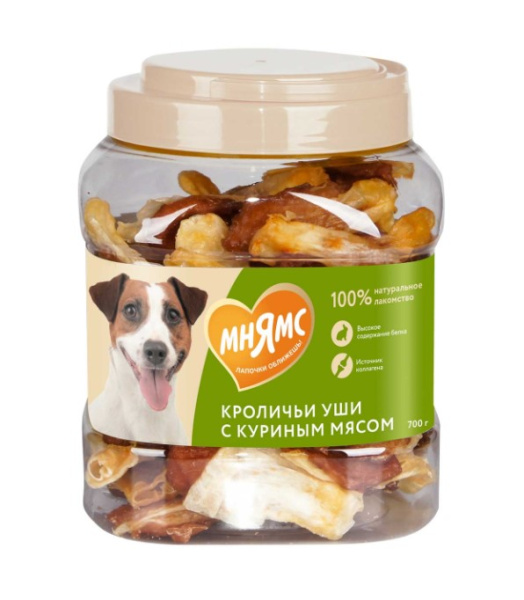 Лакомство Мнямс для собак кроличьи уши с куриным мясом