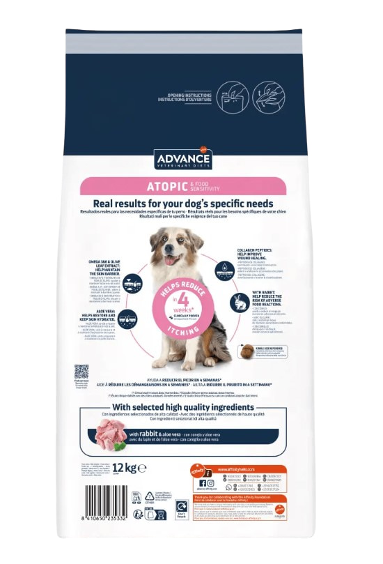 Питание диетическое для собак Сухой корм для собак Advance Veterinary Diets Atopic Rabbit & Peas