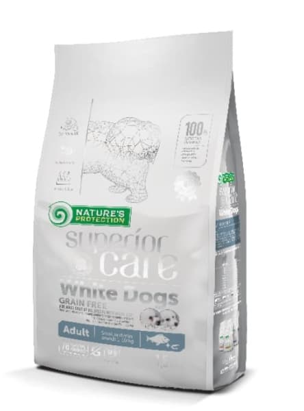 Пища для маленьких белых собак Сухой корм для собак Nature's Protection SC Whitе Dogs Grain Free Small Breeds (Белая рыба)