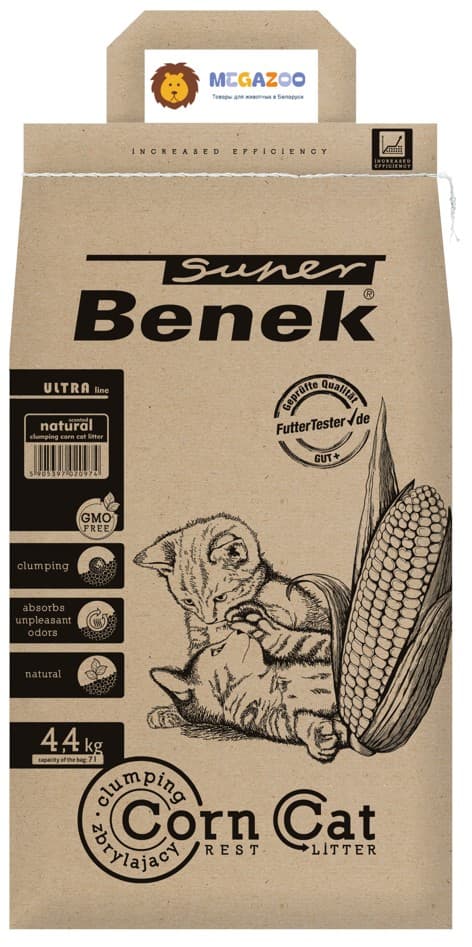 Наполнитель для кошачьего туалета Super Benek Corn Cat Ultra (Натуральный)