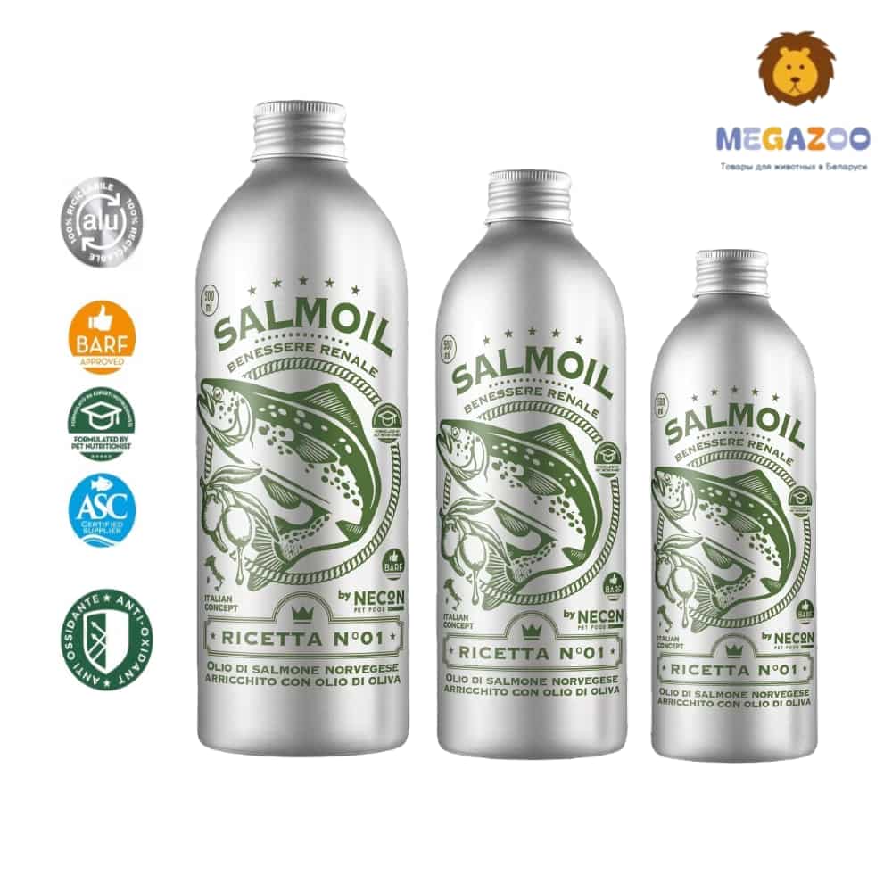 Лососевое масло для собак и кошек NECON SALMOIL RICETTA 1