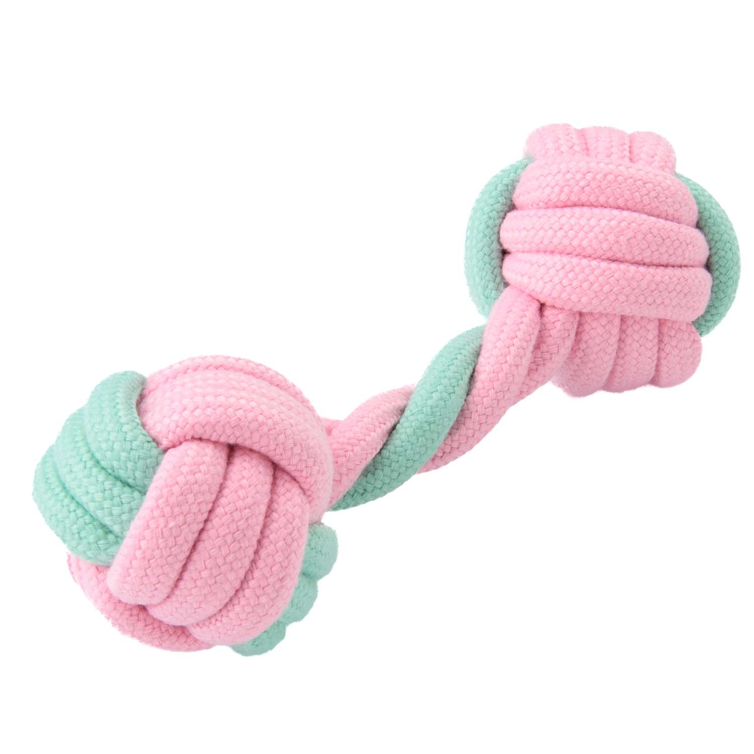 Mr.Kranch Игрушка для собак Гантель из каната 14x5 см, розовая с голубым
