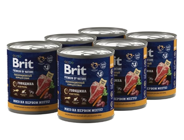 Пресервы для собак Brit Premium Red Meat & Liver печень и говядина