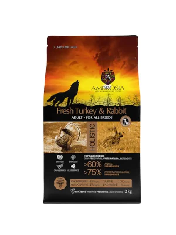 Рацион для собак Сухой корм для собак Ambrosia Grain Free Dog Adult All Breed (индейка, кролик)