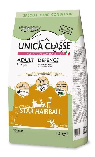 Сухой корм для кошек Unica Classe Adult Defence Star Hairball (Курица)