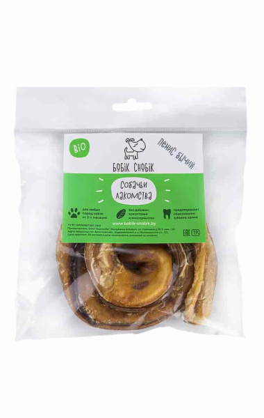 Пенис бычий в виде кренделя для собак "Бобик-Снобик" 1 шт (010803)