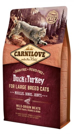 Сухой корм для кошек Carnilove Large Breed Cats (утка и индейка) беззерновой корм для крупных пород кошек
