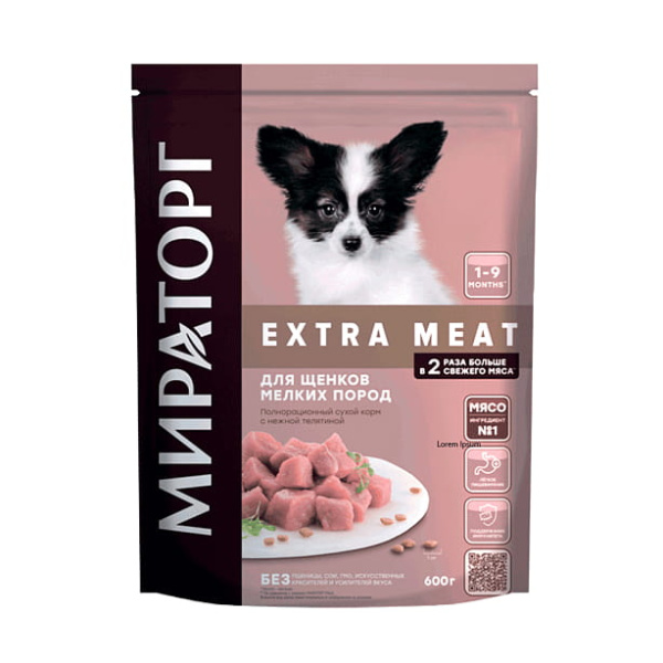 Каталог Сухой корм для щенков мелких пород Winner Extra Meat (телятина) для собак