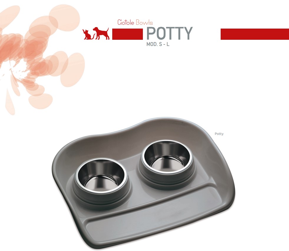 Поддон с двумя мисками для животных POTTY