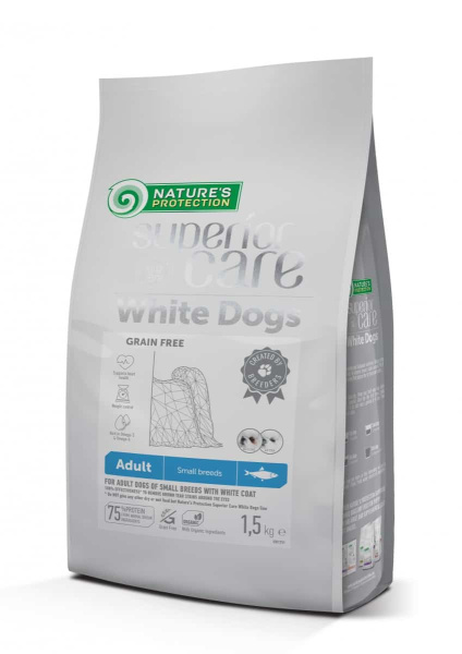 Питание для собак с белым окрасом шерсти Сухой корм для собак Nature's Protection WHITE DOG GRAIN FREE ADULT SMALL BREED