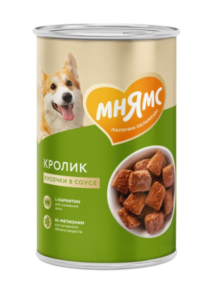 Влажный корм Мнямс Кусочки в соусе с кроликом для собак всех пород «ФИТНЕС»