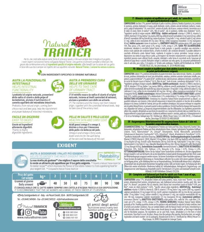 Пища для привередливых кошек Trainer Natural Adult Exigent (белое мясо)