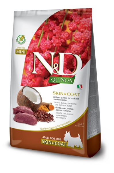 Питание для собак Сухой корм для собак Farmina N&D GF Quinoa Skin & Coat  Adult Mini (оленина, кокос)