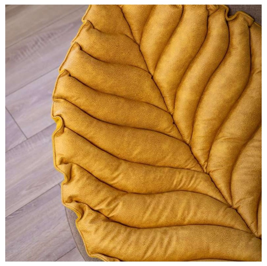 Лежанка Mr.Kranch для собак Листочек двусторонняя с имитацией кожи (охра)