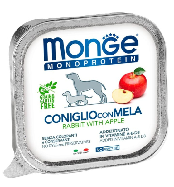 Мокрый корм для собак Monge Natural Monoprotein Dog Adult (кролик, яблоко)
