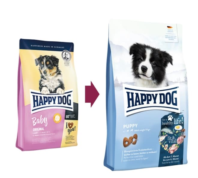 Сухой корм для щенков средних и крупных пород с момента прикорма до 6 мес, Сухой корм для щенков HAPPY DOG Baby Original