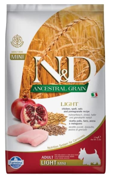 Питание для собак Сухой корм для собак Мини пород Farmina N&D LG Light Adult Mini (курица, гранат)