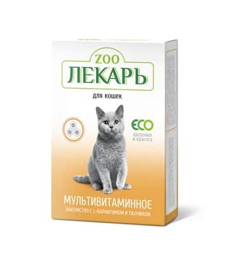 Мультивитаминное лакомство для кошек "Здоровье и красота" "ZOOЛЕКАРЬ" 90 таб