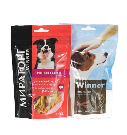 Набор лакомств сушеных "Winner"Рубец говяжий 60 г + Пищевод говяжий 60 г