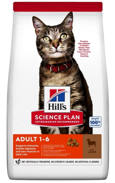 Еда для взрослых кошек Сухой корм для кошек Hill's Science Plan Adult 1-6 (ягненок)