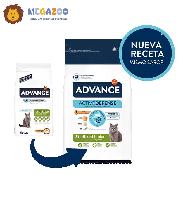 Еда для стерилизованных кошек и кастрированных котов Advance Cat Young Sterilized Cat до 24 месяцев (курица и рис)
