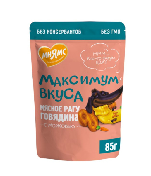 Пауч Мнямс мясное рагу с говядиной и морковью для собак "Максимум вкуса"