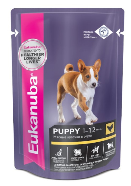Пресервы для щенков Влажный корм для щенков Eukanuba Puppy All Breed (курица в соусе)