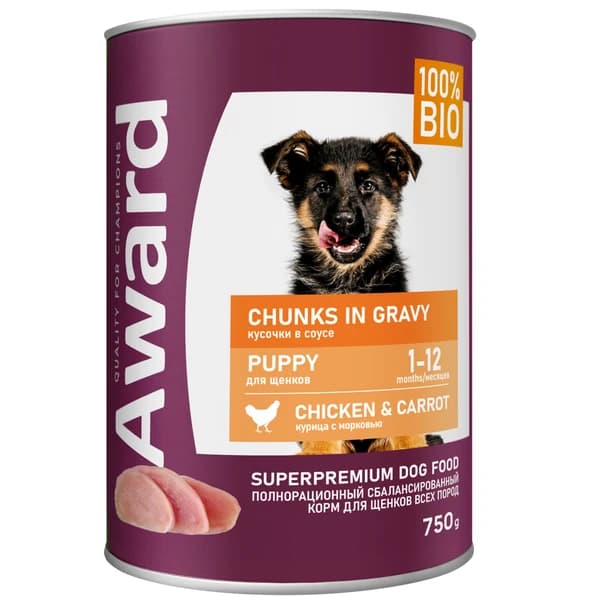 Рацион для щенков Award Puppy (курица с морковью в соусе)