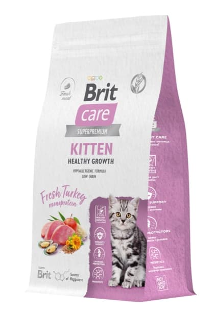 Сухой корм для котят Brit Care Cat Kitten Healthy Growth (индейка)