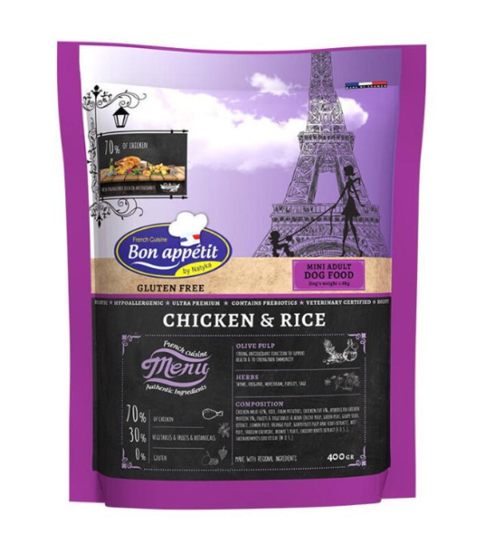 Рацион для мелких собак Сухой корм для собак мини пород Bon Appetit DOG Adult Mini (курица, рис)