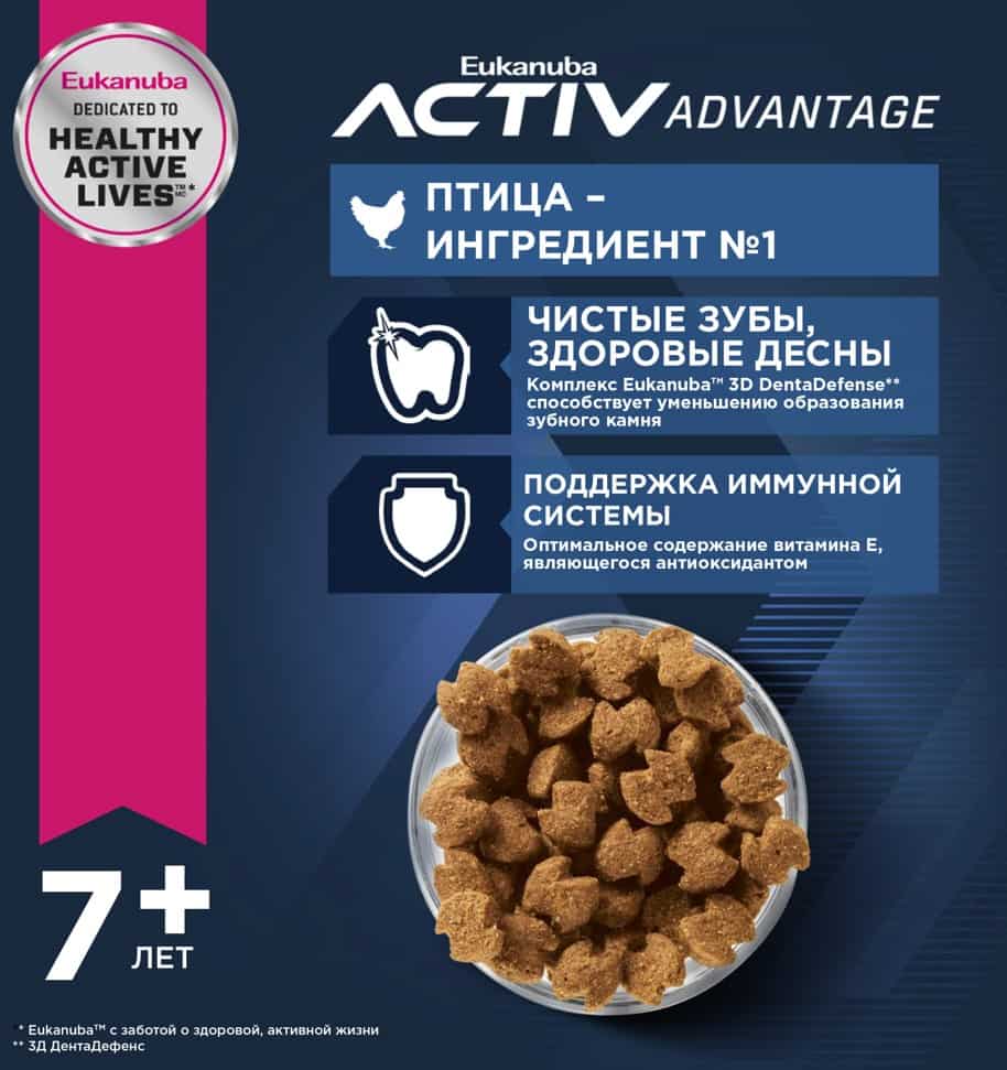 Питание для старых собак Сухой корм для собак Eukanuba Senior 7+ Large (птица)