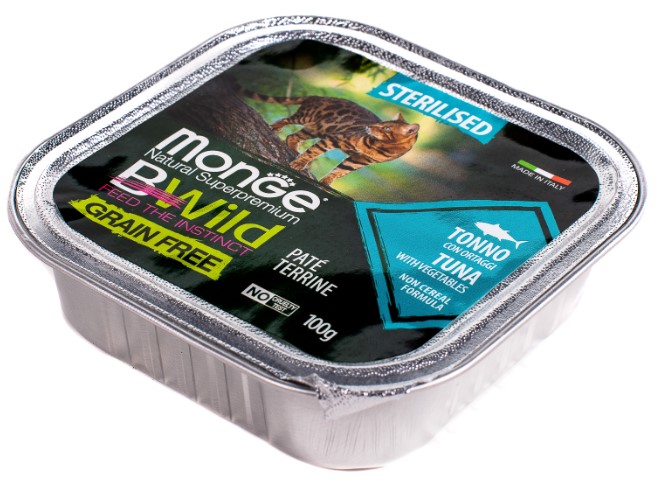 Влажное питание для кошек Monge Cat BWild Sterilised (тунец, овощи)