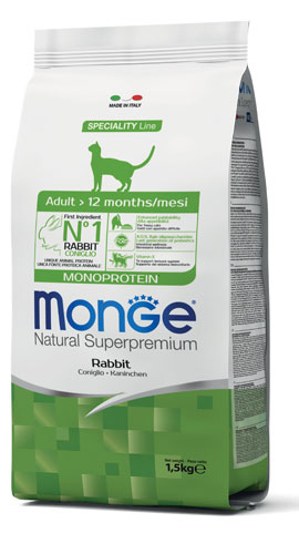 Сухой корм для кошек Monge Cat Monoprotein Adult (кролик)