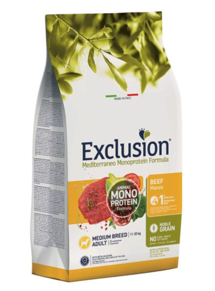 Каталог Сухой корм для собак EXCLUSION Monoprotein Noble Grain Adult Medium (говядина) для собак