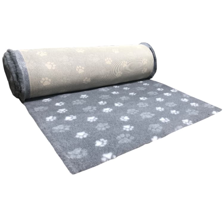 Коврик меховой для собак ProFleece Лапки 1х1.6 м, серый/белый