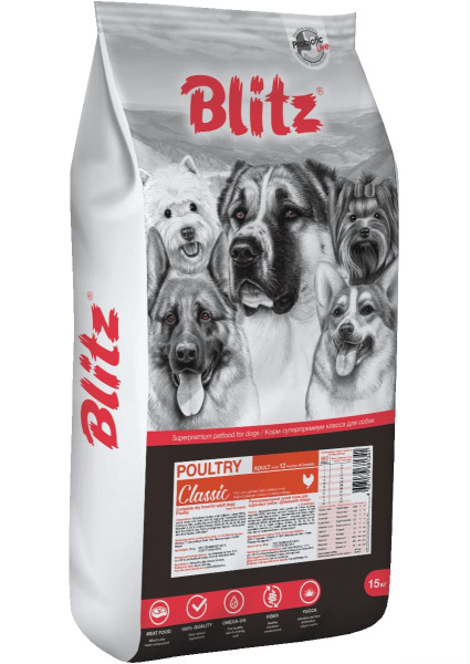 Каталог Сухой корм для собак Blitz Classic Poultry Adult Dog All Breeds для собак