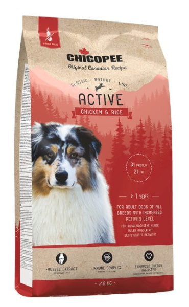 Питание для энергичных собак Chicopee CNL Active Chicken & Rice
