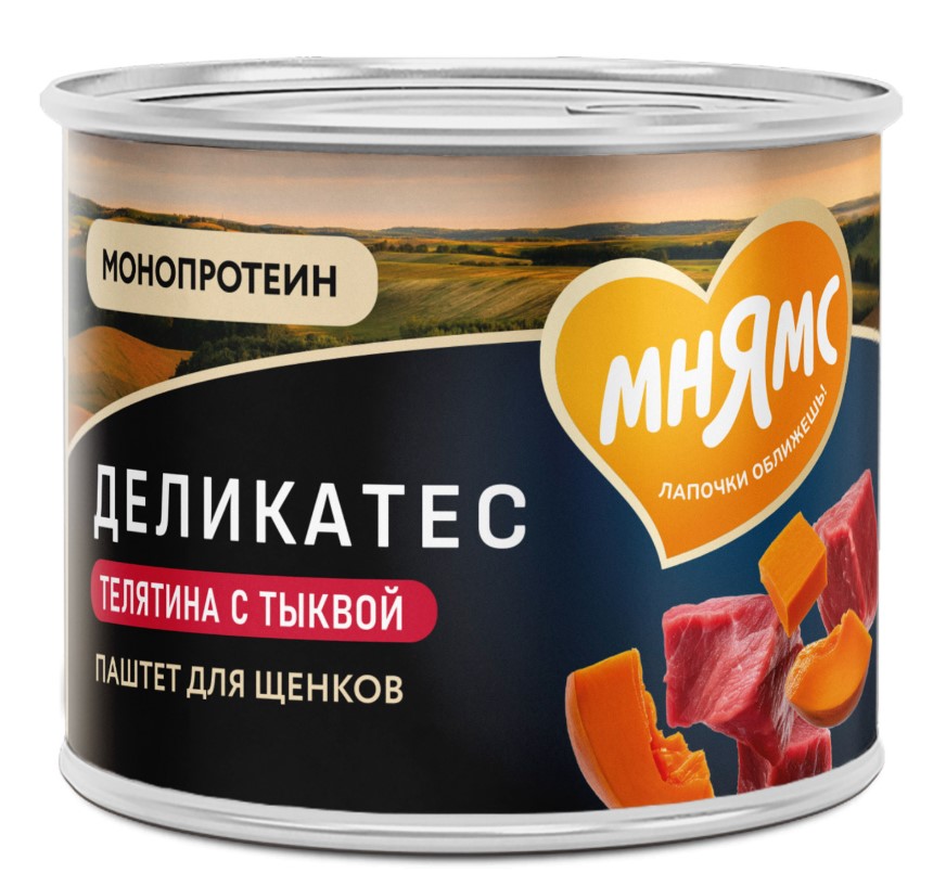 Влажный корм Мнямс Паштет из телятины с тыквой для щенков всех пород "Асадо по-аргентински"