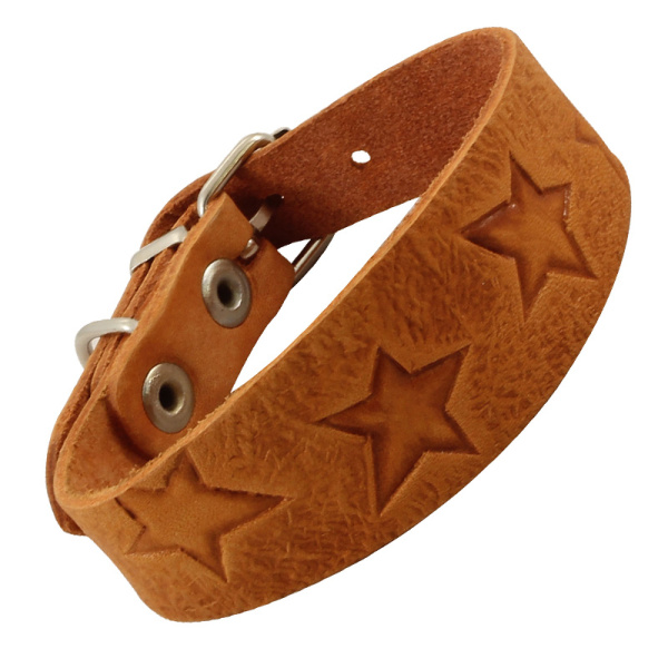 Ошейник-мини кожаный одинарный "Узор" c тиснением 33 мм*300 мм (11232085)